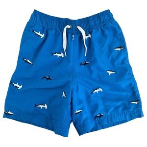 NEW Hanna Andersson Boys Swim Shorts Size US 5 Blue Shark Print